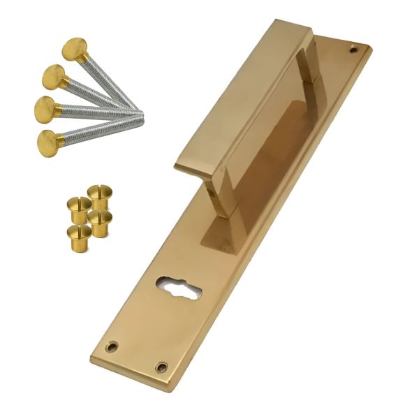 Manijón Biselado de Bronce 250x50 mm + 4 Tornillos de Seguridad 