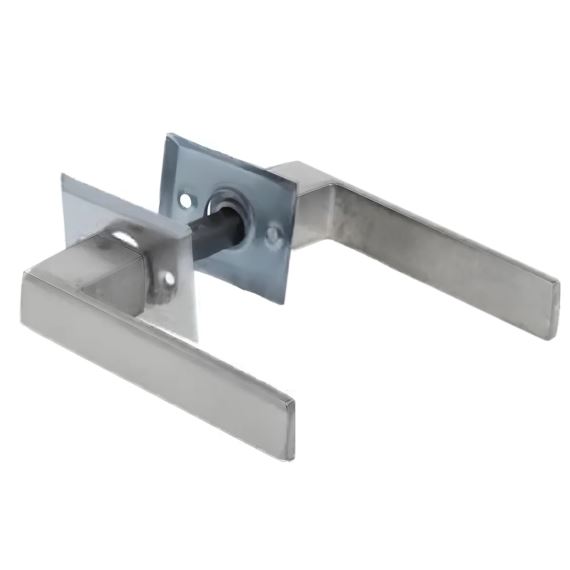 Manija Doble Balancín Biselada De Aluminio Plateado